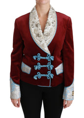 Dolce & Gabbana Opulent Red Baroque Detail Blazer