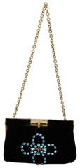 Dolce & Gabbana Velvet Evening Party Crossbody with Crystal Studs
