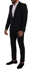 Dolce & Gabbana Elegant Black Patterned Wool-Silk Suit