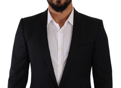 Dolce & Gabbana Elegant Black Patterned Wool-Silk Suit