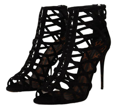 Dolce & Gabbana Elegant Black Suede Heels Sandals