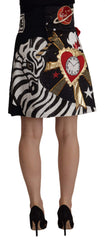 Dolce & Gabbana High-Waist A-Line Embellished Black Skirt
