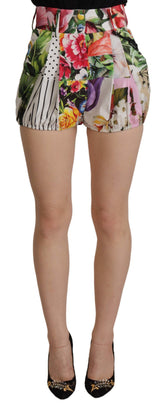 Dolce & Gabbana Multicolor Majolica Floral High-Waist Shorts