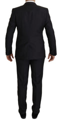 Dolce & Gabbana Elegant Black Three-Piece Wool Blend Suit