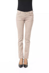 BYBLOS Beige Cotton Women Pant with Chain Detail on Pocket