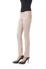 BYBLOS Beige Cotton Women Pant with Chain Detail on Pocket