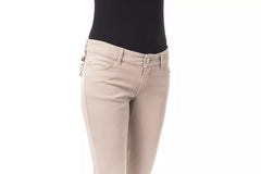BYBLOS Beige Cotton Women Pant with Chain Detail on Pocket