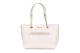Michael Kors Jet Set Medium Powder Blush Leather Front Zip Chain Tote Bag Purse