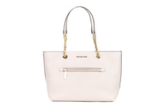 Michael Kors Jet Set Medium Powder Blush Leather Front Zip Chain Tote Bag Purse