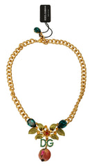 Dolce & Gabbana Elegant Gold-Tone Floral Fruit Necklace