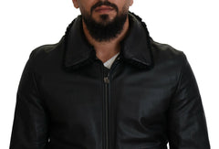 Dolce & Gabbana Chic Black Leather Silk-Lined Jacket