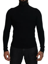 Dolce & Gabbana Elegant Black Wool Half Zip Turtleneck Sweater