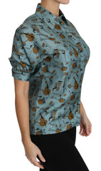 Dolce & Gabbana Elegant Multicolor Silk Blouse with Collar