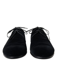 Dolce & Gabbana Elegant Black Velvet Derby Dress Shoes