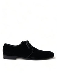 Dolce & Gabbana Elegant Black Velvet Derby Dress Shoes