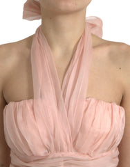 Dolce & Gabbana Elegant Silk Chiffon Halter Midi Dress