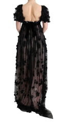 Dolce & Gabbana Elegant Floral Applique Full Length Dress