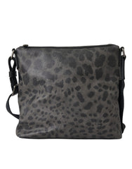 Dolce & Gabbana Gray Leopard PVC Leather Messenger Cross Body Bag
