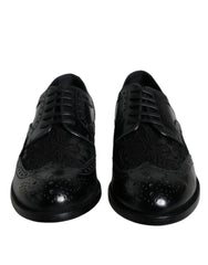 Dolce & Gabbana Black Leather Floral Lace Dress Formal Shoes