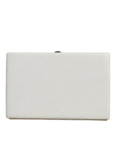 Dolce & Gabbana White Leather Gold Frame Clutch Evening Party Purse Bag