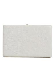 Dolce & Gabbana White Leather Gold Frame Clutch Evening Party Purse Bag