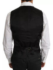 Dolce & Gabbana Black Wool Logo Waistcoat Vest