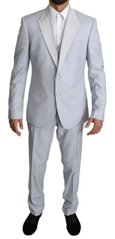 Dolce & Gabbana Light Blue Wool 3 Piece SICILIA Suit