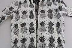 Dolce & Gabbana White Black Pineapple Bomber Coat Jacket
