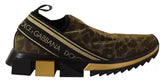 Dolce & Gabbana Gold Glitter Leopard Sorrento Sneakers Shoes