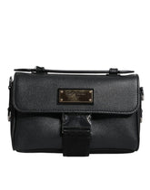 Dolce & Gabbana Black Logo Plaque Leather Buckled Shoulder Crossbody Bag