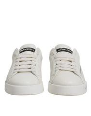 Dolce & Gabbana White Black Logo Portofino Men Sneaker Shoes