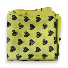 Dolce & Gabbana Yellow Hearts Silk Square Bandana Scarf