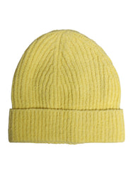 Dolce & Gabbana Yellow Cotton Knitted Winter Beanie Hat