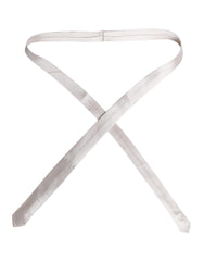 Dolce & Gabbana White Solid Silk Adjustable Necktie Tie