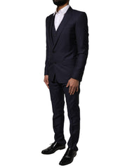 Dolce & Gabbana Blue MARTINI Wool 3 Piece Formal Men Suit