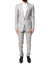 Dolce & Gabbana Light Gray Wool GOLD 2 Piece Formal Suit
