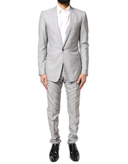Dolce & Gabbana Light Gray Wool GOLD 2 Piece Formal Suit