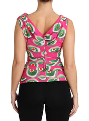 Dolce & Gabbana Sicilian Cake Print Sleeveless Silk Top