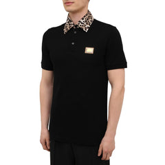 Dolce & Gabbana Black Cotton Polo Shirt