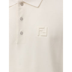 Fendi White Cotton Polo Shirt