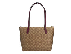 COACH Signature Canvas Fiona Zip Tote Bag Brown