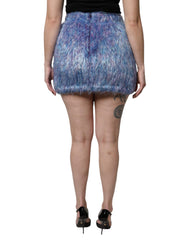 Dolce & Gabbana Multicolor Plush High Waist Mini Skirt