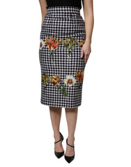 Dolce & Gabbana Multicolor Floral Print High Waist Pencil Cut Skirt