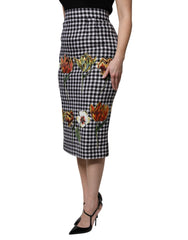 Dolce & Gabbana Multicolor Floral Print High Waist Pencil Cut Skirt