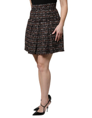 Dolce & Gabbana Multicolor High Waist Tartan Tweed Mini Skirt