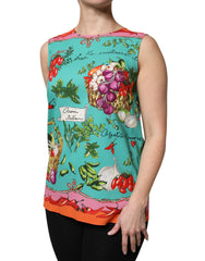 Dolce & Gabbana Multicolor Floral Silk Sleeveless Tank Top