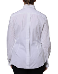 Dolce & Gabbana White Cotton Dress Collared Dress Shirt Top