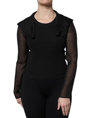 Dolce & Gabbana Black Silk Sheer Long Sleeves Blouse Top
