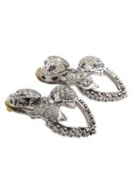 Dolce & Gabbana Silver Heart Bow Rhinestones Dangle Clip-On Earrings