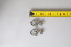 Dolce & Gabbana Silver Heart Bow Rhinestones Dangle Clip-On Earrings